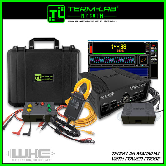 Term-LAB Magnum SPL Meter for high SPL measurements. Includes power probe and clamp for power measurements.